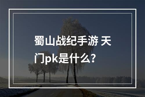 蜀山战纪手游 天门pk是什么？