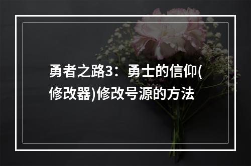 勇者之路3：勇士的信仰(修改器)修改号源的方法