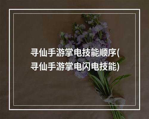 寻仙手游掌电技能顺序(寻仙手游掌电闪电技能)