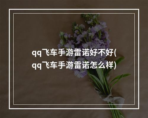 qq飞车手游雷诺好不好(qq飞车手游雷诺怎么样)