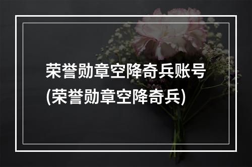 荣誉勋章空降奇兵账号(荣誉勋章空降奇兵)