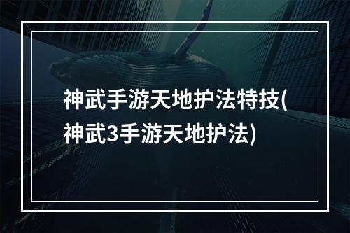 神武手游天地护法特技(神武3手游天地护法)