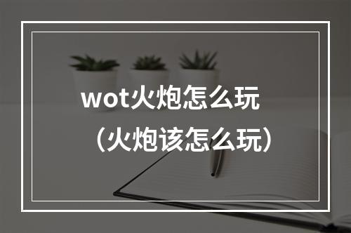 wot火炮怎么玩（火炮该怎么玩）