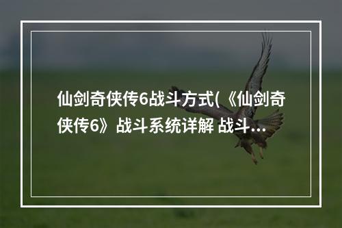 仙剑奇侠传6战斗方式(《仙剑奇侠传6》战斗系统详解 战斗系统机制及操作阵型)