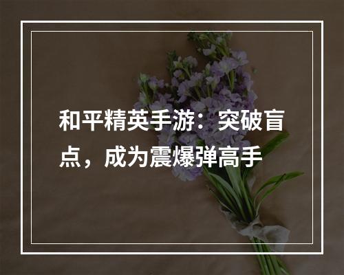 和平精英手游：突破盲点，成为震爆弹高手