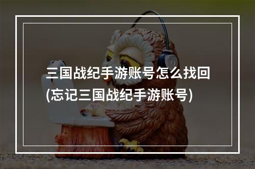 三国战纪手游账号怎么找回(忘记三国战纪手游账号)