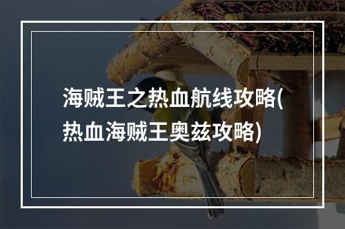 海贼王之热血航线攻略(热血海贼王奥兹攻略)