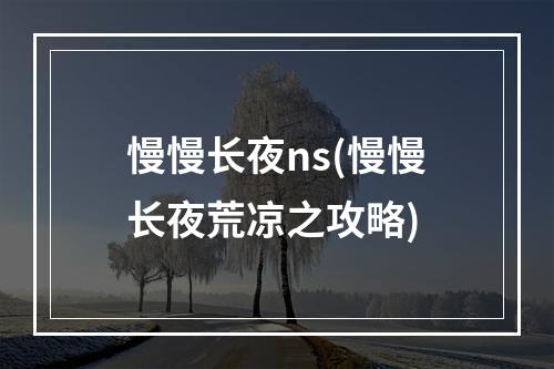 慢慢长夜ns(慢慢长夜荒凉之攻略)