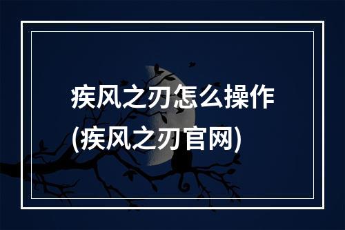 疾风之刃怎么操作(疾风之刃官网)