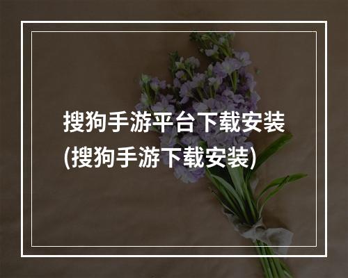 搜狗手游平台下载安装(搜狗手游下载安装)