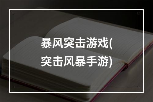 暴风突击游戏(突击风暴手游)