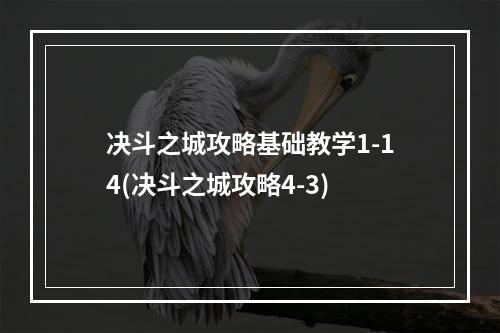 决斗之城攻略基础教学1-14(决斗之城攻略4-3)