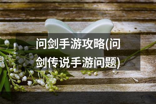 问剑手游攻略(问剑传说手游问题)