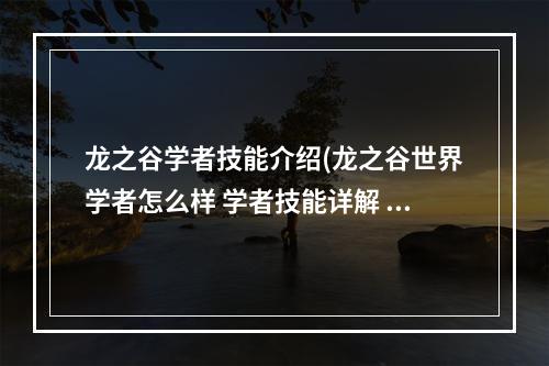 龙之谷学者技能介绍(龙之谷世界学者怎么样 学者技能详解 )