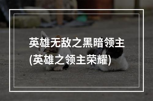 英雄无敌之黑暗领主(英雄之领主荣耀)