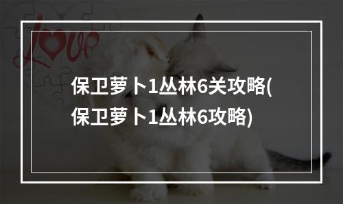 保卫萝卜1丛林6关攻略(保卫萝卜1丛林6攻略)