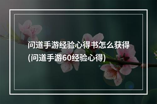 问道手游经验心得书怎么获得(问道手游60经验心得)