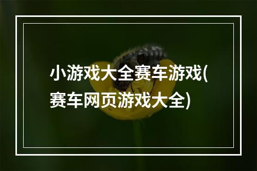 小游戏大全赛车游戏(赛车网页游戏大全)