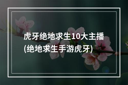 虎牙绝地求生10大主播(绝地求生手游虎牙)