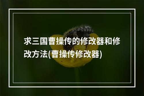 求三国曹操传的修改器和修改方法(曹操传修改器)