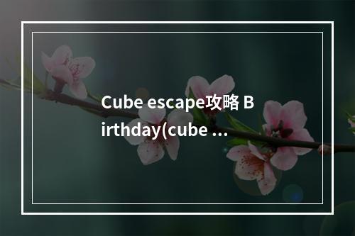 Cube escape攻略 Birthday(cube escape攻略hotel)