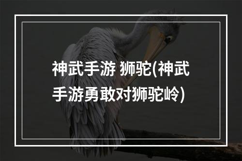 神武手游 狮驼(神武手游勇敢对狮驼岭)