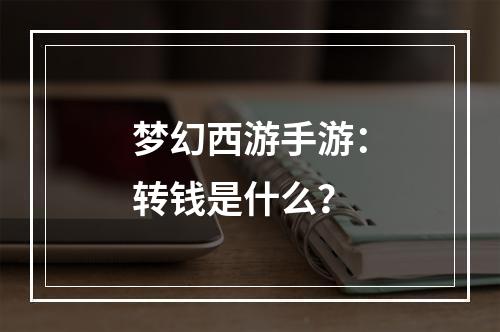 梦幻西游手游：转钱是什么？