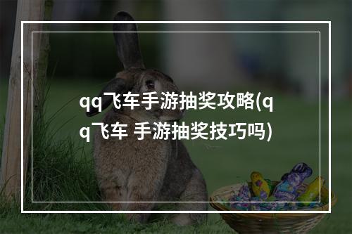 qq飞车手游抽奖攻略(qq飞车 手游抽奖技巧吗)