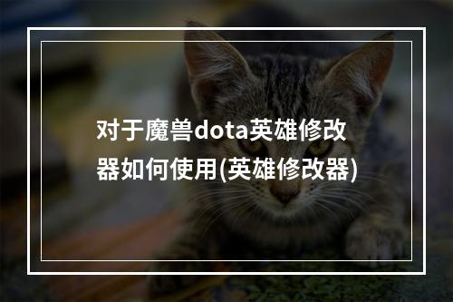 对于魔兽dota英雄修改器如何使用(英雄修改器)