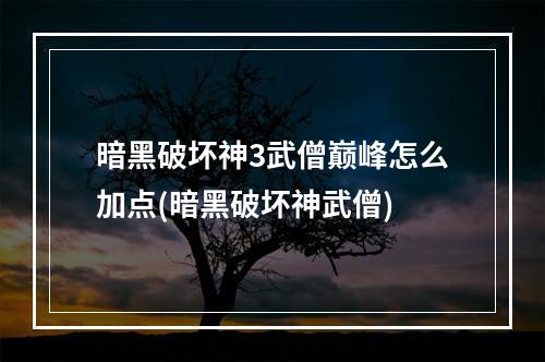 暗黑破坏神3武僧巅峰怎么加点(暗黑破坏神武僧)