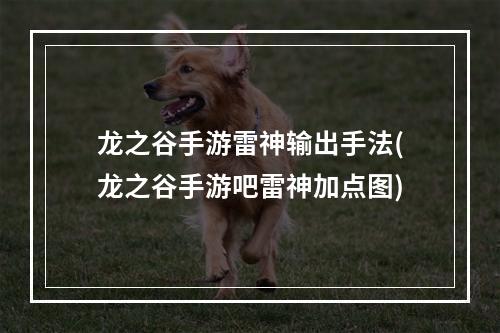 龙之谷手游雷神输出手法(龙之谷手游吧雷神加点图)