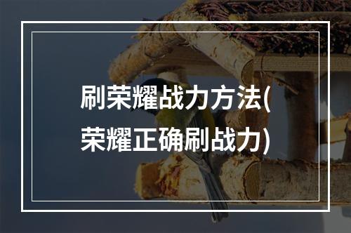 刷荣耀战力方法(荣耀正确刷战力)