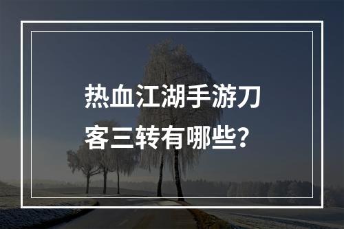 热血江湖手游刀客三转有哪些？