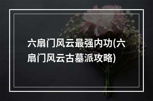 六扇门风云最强内功(六扇门风云古墓派攻略)