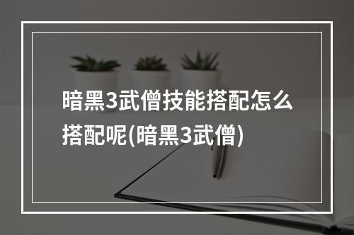 暗黑3武僧技能搭配怎么搭配呢(暗黑3武僧)