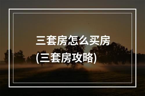 三套房怎么买房(三套房攻略)