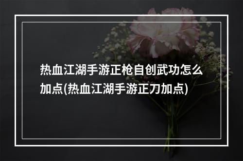 热血江湖手游正枪自创武功怎么加点(热血江湖手游正刀加点)