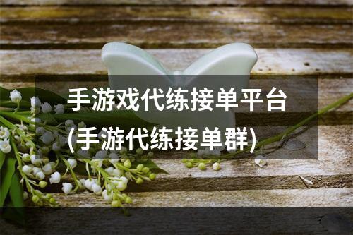 手游戏代练接单平台(手游代练接单群)