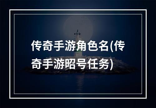 传奇手游角色名(传奇手游昭号任务)