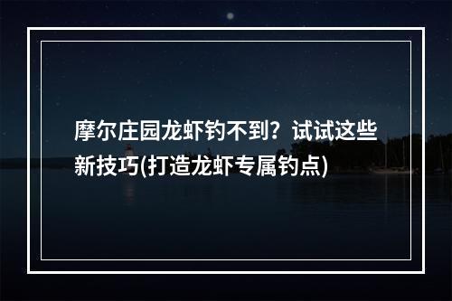 摩尔庄园龙虾钓不到？试试这些新技巧(打造龙虾专属钓点)