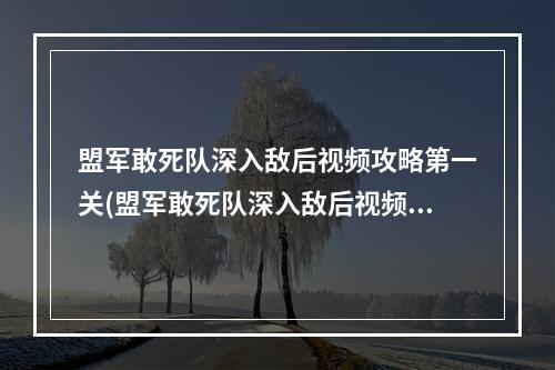 盟军敢死队深入敌后视频攻略第一关(盟军敢死队深入敌后视频攻略)