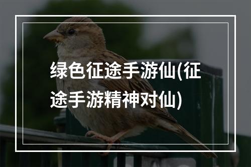 绿色征途手游仙(征途手游精神对仙)