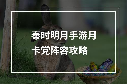 秦时明月手游月卡党阵容攻略