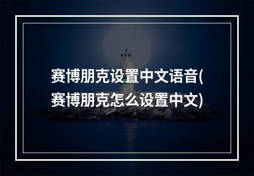 赛博朋克设置中文语音(赛博朋克怎么设置中文)