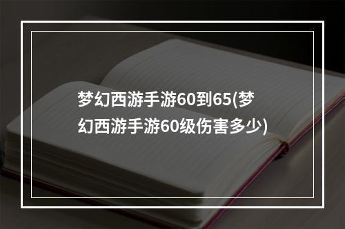 梦幻西游手游60到65(梦幻西游手游60级伤害多少)