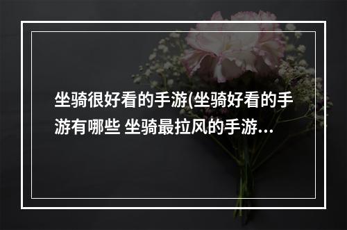 坐骑很好看的手游(坐骑好看的手游有哪些 坐骑最拉风的手游 )