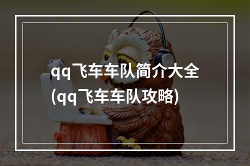 qq飞车车队简介大全(qq飞车车队攻略)