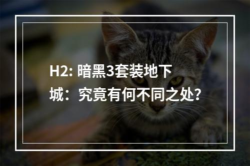 H2: 暗黑3套装地下城：究竟有何不同之处？