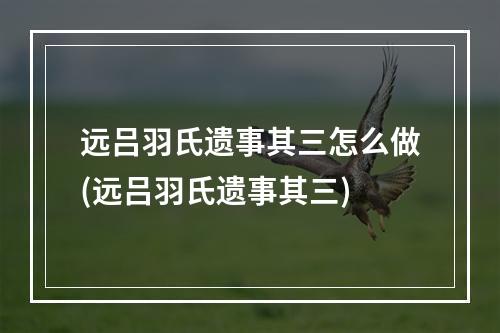 远吕羽氏遗事其三怎么做(远吕羽氏遗事其三)