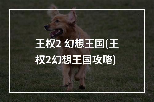 王权2 幻想王国(王权2幻想王国攻略)